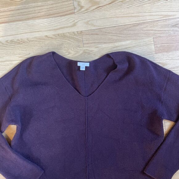 J. Jill Majestic V-Neck Sweater Small Cotton Blend 253681‎ Purple Drop Shoulder - Picture 2 of 5